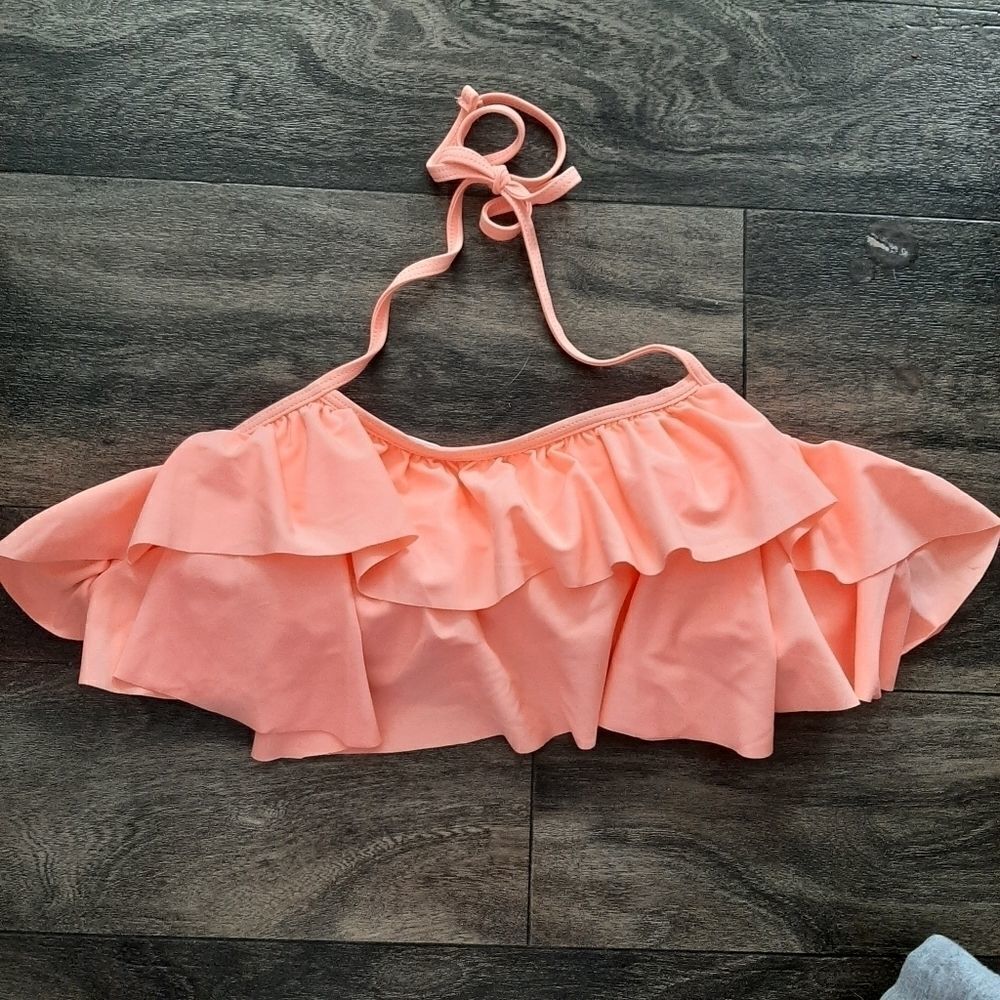 Ruffle Halter Bikini Top - Peach Pink